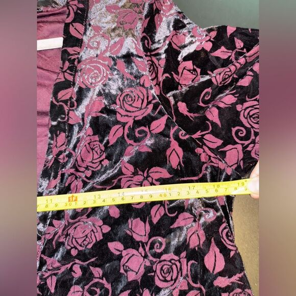 Cosmic Aura Purple Roses Burnout Velvet Witchy Goth Whimsigoth Duster XS/S - Picture 8 of 9